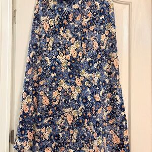 LOFT A-Line Skirt in Blue and Pink Floral